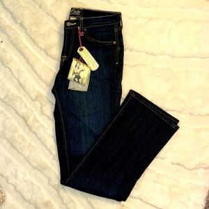 NWT LUCKY BRAND CLASSIC RIDER LOW-MID RISE EASY FITTING BOOTLEG DARK WASH 2 26